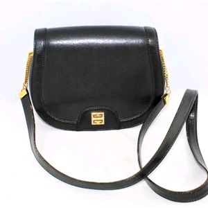 Vintage Givenchy Black Leather Shoulder Bag